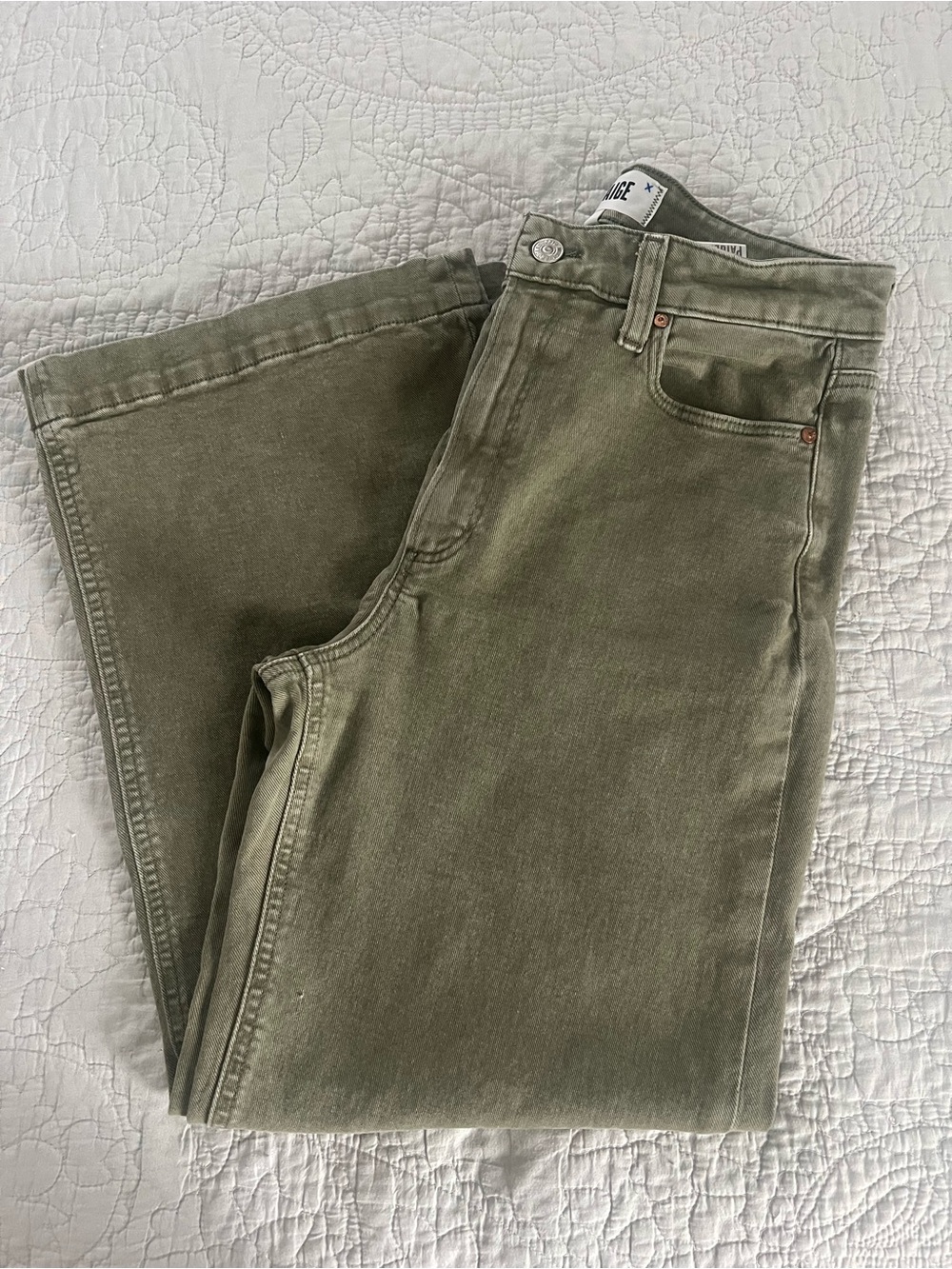 PAIGE Anessa Cropped Jeans in Olive Green